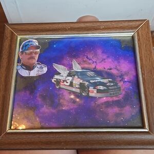 Framed NASCAR Car Art with Cosmic Design